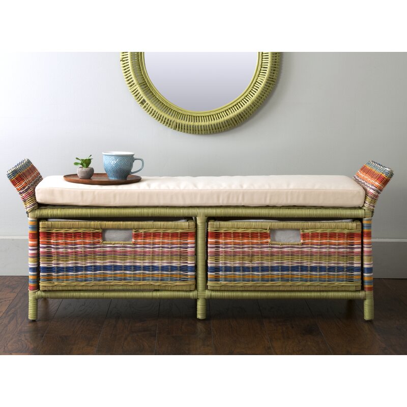 Bay Isle Home Saragosa Wicker Storage Bench & Reviews | Wayfair